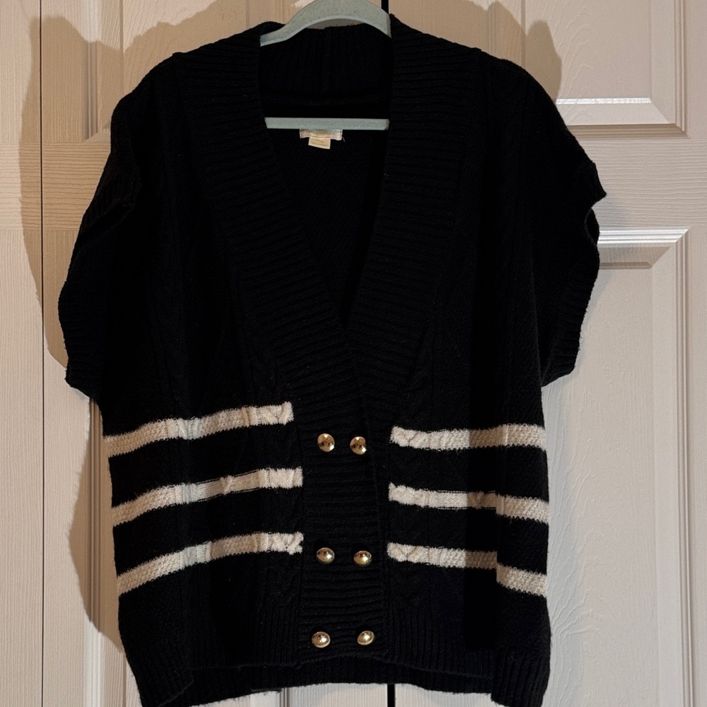Anthropologie Sleeveless Vest Black and White